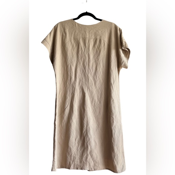 NWT Laura's Ramie Blended Knee-length Loose Shape Beige Dress Size 12 - Picture 2 of 14